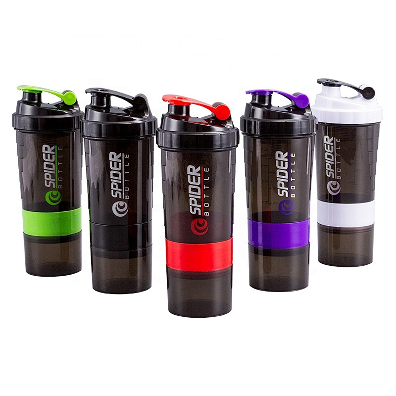 Wholesale Customized 500ML Three-layer drink water bottle plastic water bottles protein shaker bottle