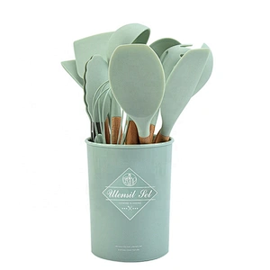 Best gadget kitchen cooking tools camping 11 pieces silicone handle kitchen utensil set