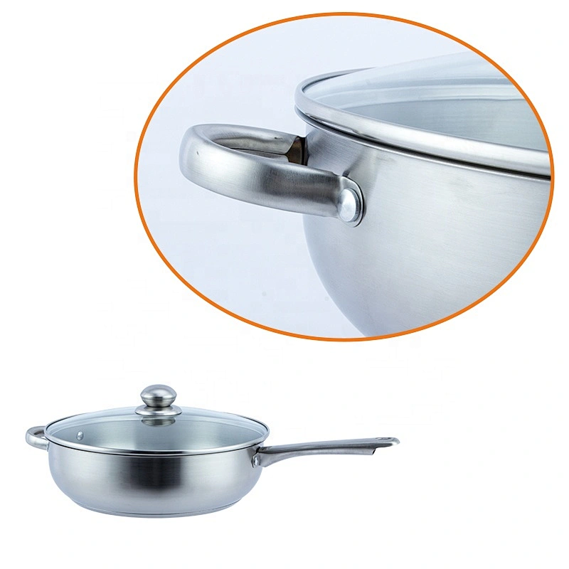 China manufacturer supplier mirror polishing Stainless steel fry pan & skillet with glass lid