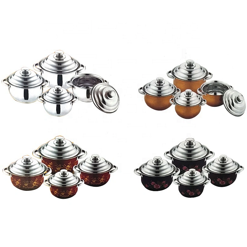 8pcs colorful casserole pots China Cookware Cooking Pot Stainless Steel Cookware Sets