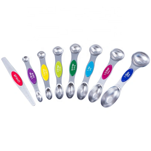 Wholesale kitchen tools Mini Style 7pcs colorful 2 in 1 Stainless Steel Measuring Spoon Set