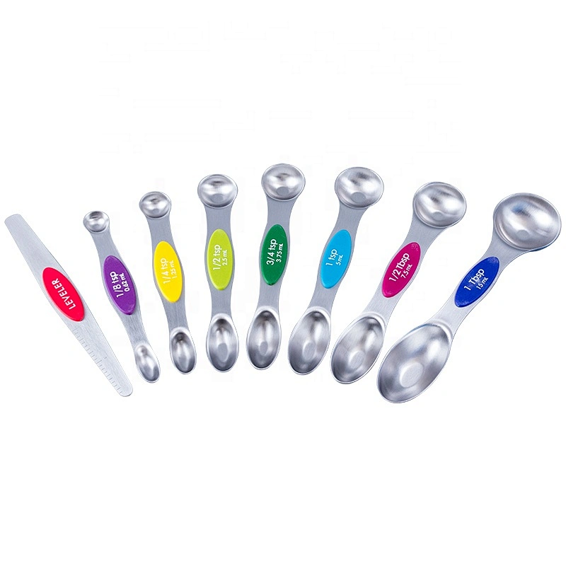 Wholesale kitchen tools Mini Style 7pcs colorful 2 in 1 Stainless Steel Measuring Spoon Set