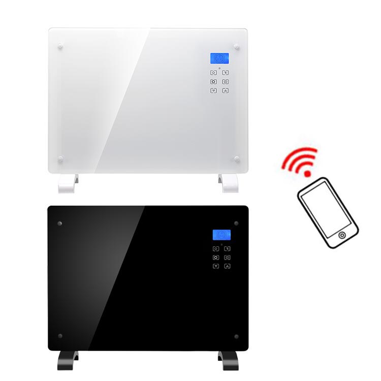 1000w 1500w 2000w Remote Control Free Standing LCD Display Glass Panel Heater