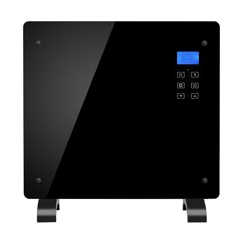 1000w 1500w 2000w Remote Control Free Standing LCD Display Glass Panel Heater