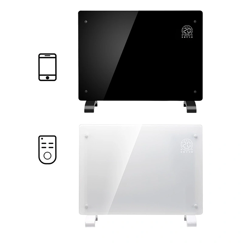 Cheap IP24 LED display wifi app control glass panel convector heat bathroom heater wall mount