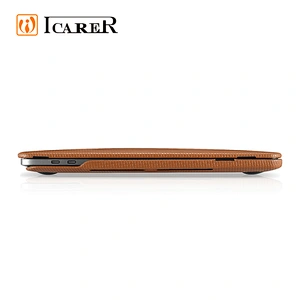 2020 Luxury Hot Selling Antiskid Woven Pattern Natural Cowhide Leather Laptop Protective Case for Macbook Pro 13