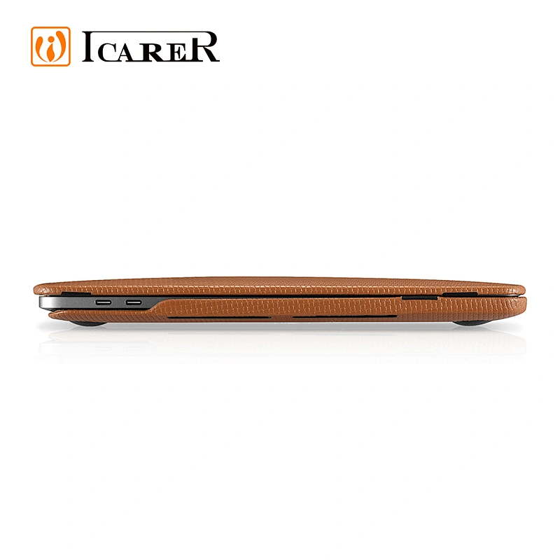 2020 Luxury Hot Selling Antiskid Woven Pattern Natural Cowhide Leather Laptop Protective Case for Macbook Pro 13