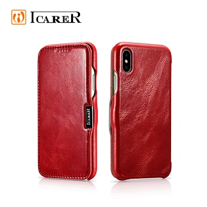 ICARER Cowhide Leather Phone Cover Case For Iphone X