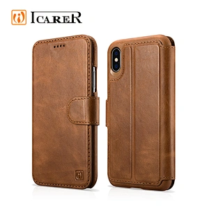 For iPhone X Genuine Leather Wallet Case Phone Case For iPhone X Card Slots Flip Cover