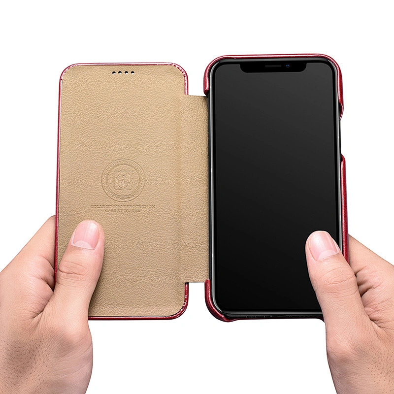 Factory Price 6.5 inch Real Leather Mobile Phone Flip Case for iPhone 11 Pro Max