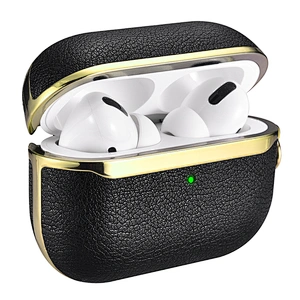 Wholesale Anti-fall Earphone Accessories Shockproof Genuine Leather Case for Airpods pro With Package