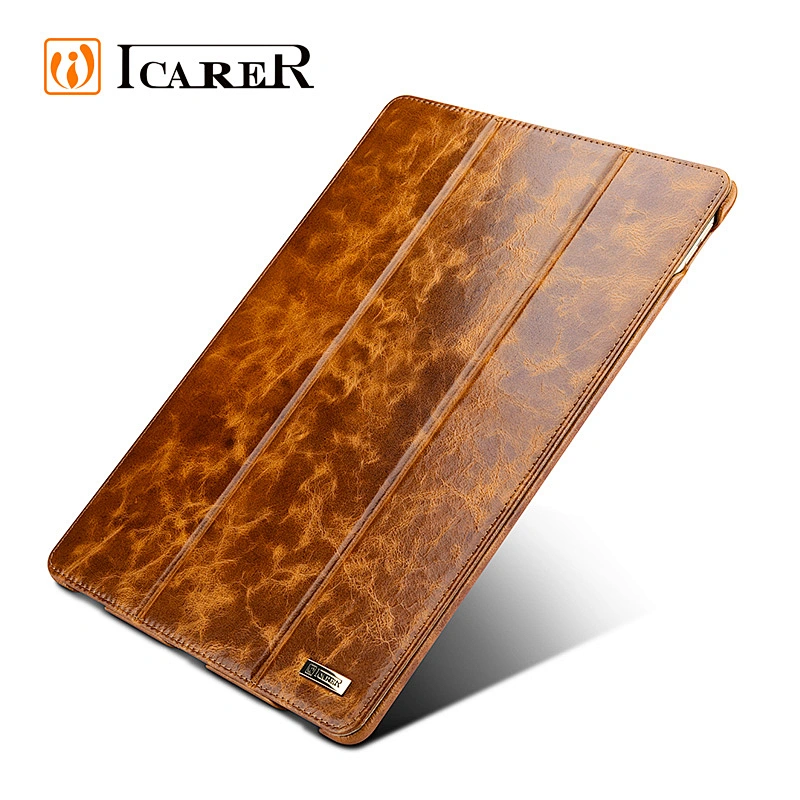 ICARER High Quality Oil Wax Vintage Genuine Leather Folio Case for iPad Pro 12.9 inch 9.7 inch