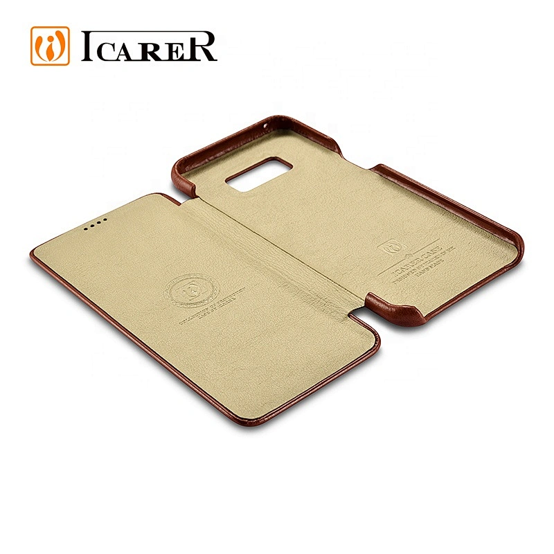 ICARER Wholesale Custom Curved Edge Vintage Series Leather Phone Case for Samsung Galaxy S8 Plus