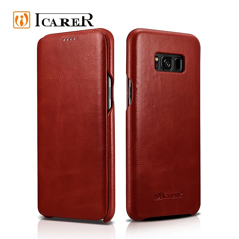 ICARER Wholesale Custom Curved Edge Vintage Series Leather Phone Case for Samsung Galaxy S8 Plus