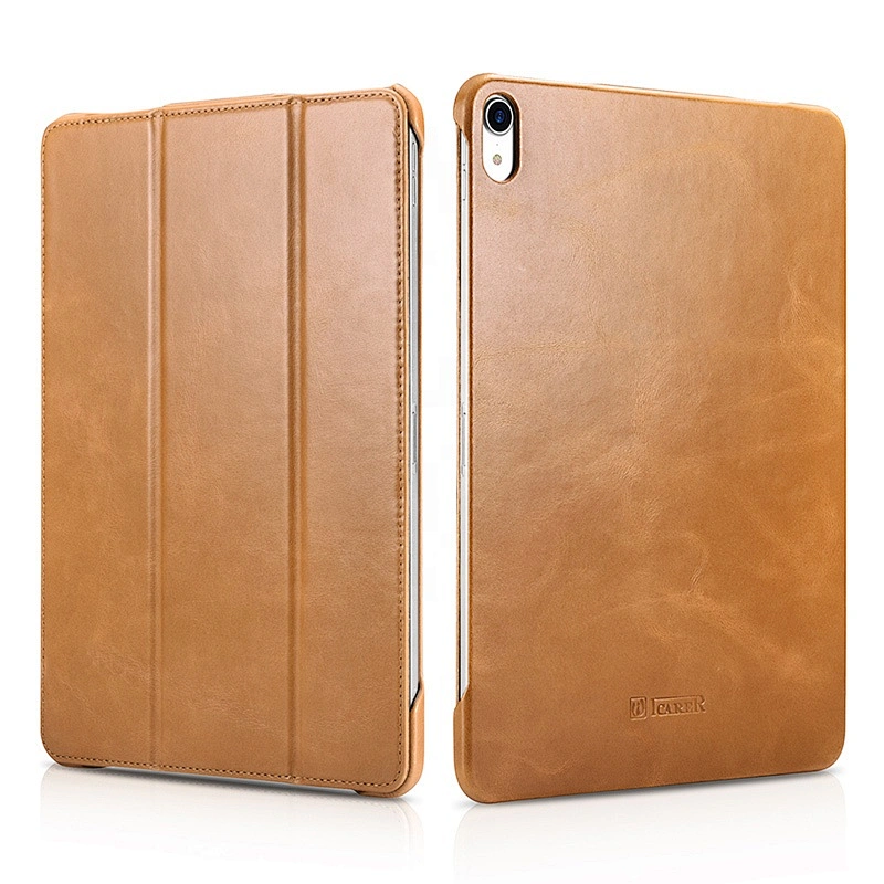 ICARER New Arrival Vintage Real Cowhide Leather Folio Cover Case for iPad Pro 11 inch
