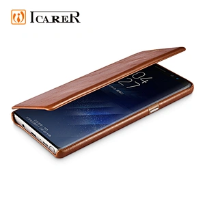 ICARER Flip Genuine Leather Phone Case For Samsung 8 Case
