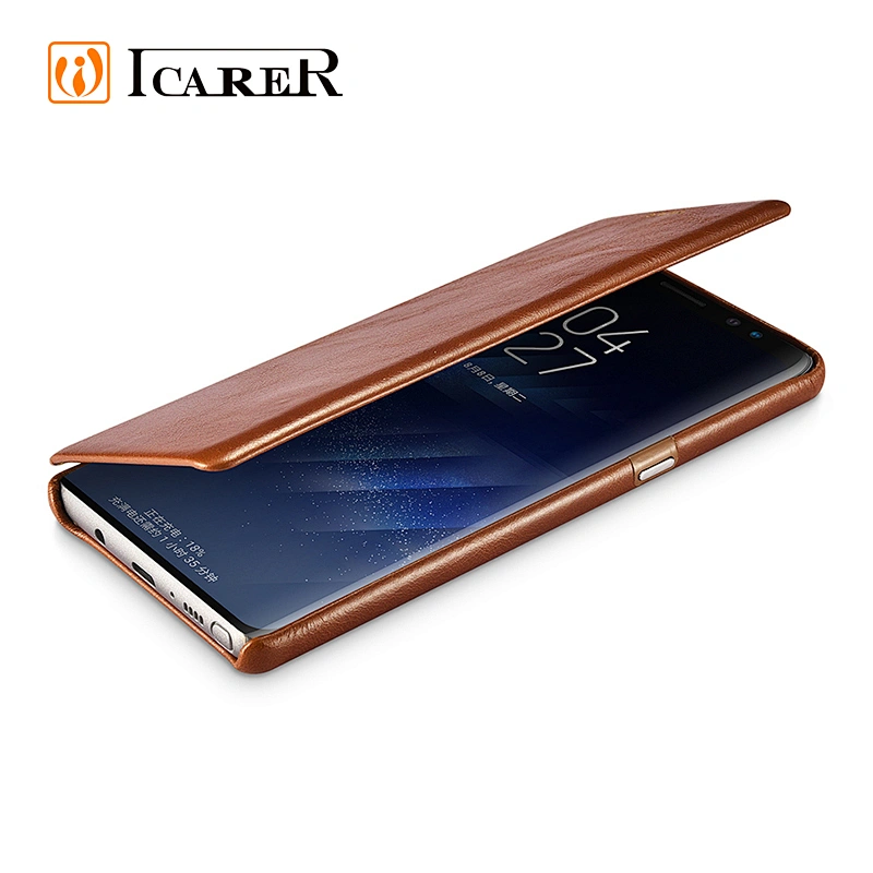ICARER Flip Genuine Leather Phone Case For Samsung 8 Case