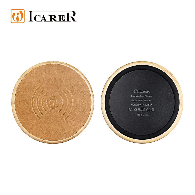 Hot Selling Leather Wireless Phone Charger Universal Fast Wireless Charger for iPhone for Samsung
