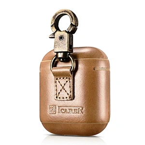 2021 High Quality Genuine Leather Protective Earphone Case with Metal Ring New Design for Wireless Portable Case  for Air pods