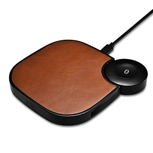 Portable 2 in 1 Leather Stretchable Fast Wireless Charger for iPhone for iWatch wireless charger for Apple Watch