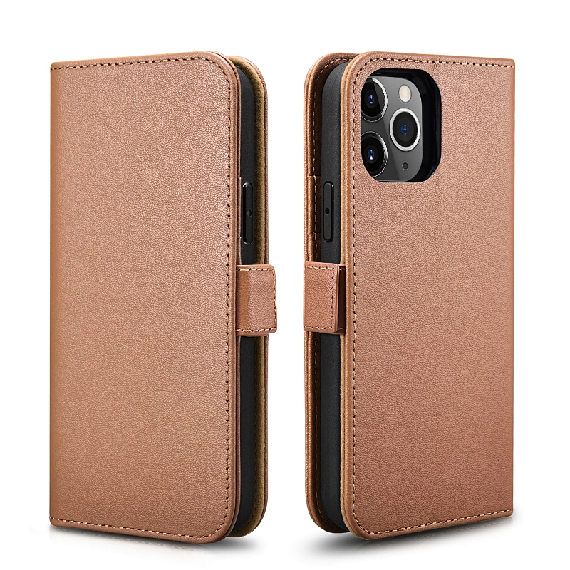 2020 ICARER  Black Luxury Flip Leather Phone Case 6.7 inch High Quality Genuine Leather Wallet  Cover for iPhone 12 Pro Max