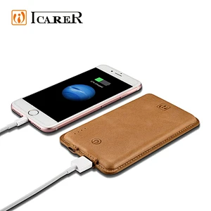 8000 mah Luxury Leather Surface Design Portable Power Bank for iPhone Fast Charging