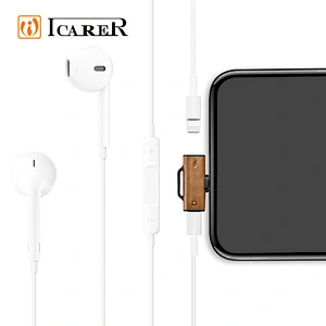 High Quality 2 in 1 Double Light-ning Leather Audio Charge Splitter Charging Adapte For iPhone