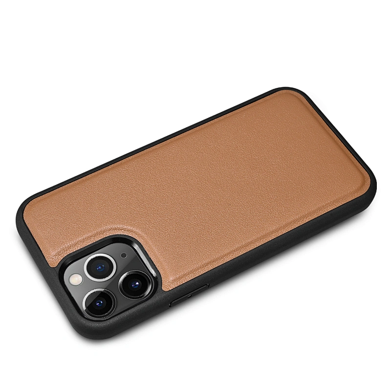 2020 ICARER OEM Luxury Flip Leather Phone Case High Quality Genuine Leather Brown Wallet Cover for iPhone 12 Mini 5.4 inch