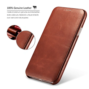 High Quality Luxury Handmade Shockproof Genuine Leather Mobile Phone Flip Cover Case for iPhone X Xs Max Xr
