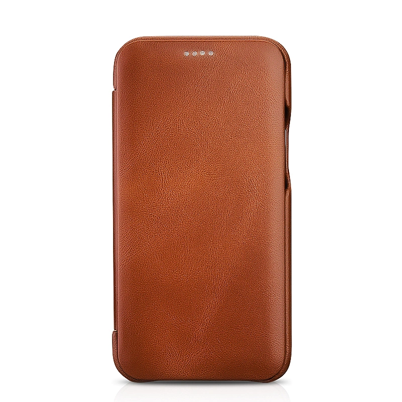 2020 New Arrived Customized Phone Leather Curved Edge  Case Flip Leather Phone Case for iPhone 12
