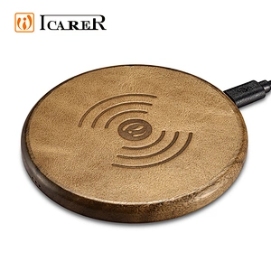 Hot Selling Leather Wireless Phone Charger Universal Fast Wireless Charger for iPhone for Samsung