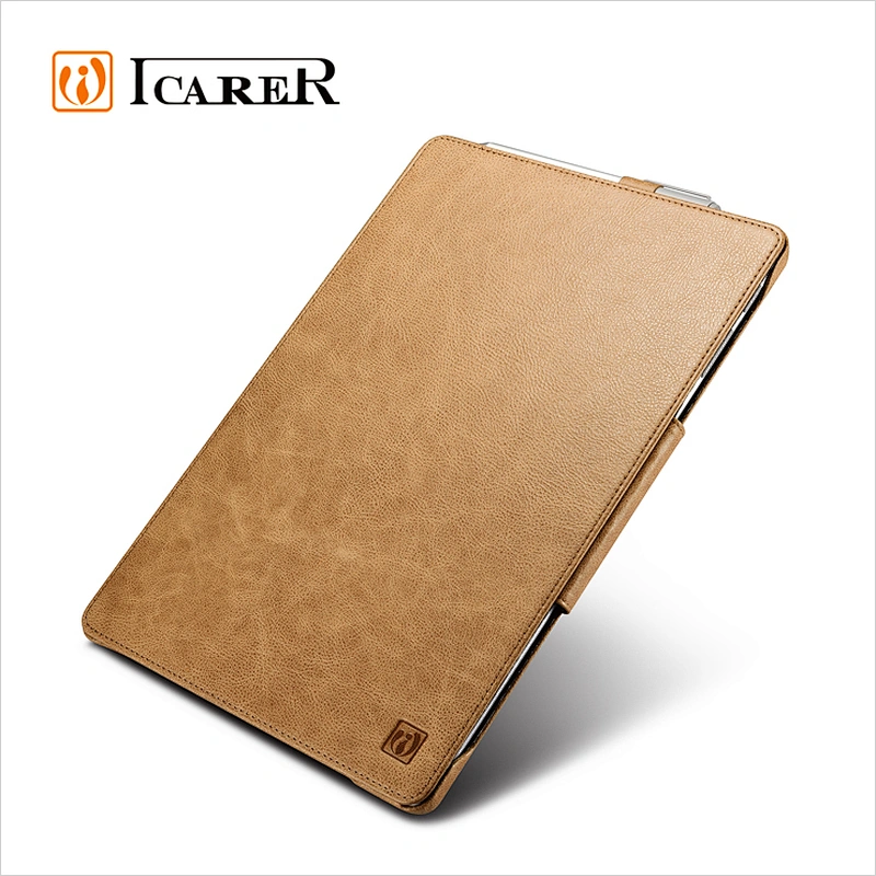 ICARER Genuine Leather Case for Microsoft Surface Pro 4 Flip Cover with Stand Function Luxury Series