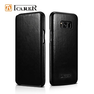 ICARER Wholesale Custom Curved Edge Vintage Series Leather Phone Case for Samsung Galaxy S8 Plus