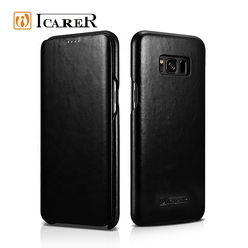 ICARER Wholesale Custom Curved Edge Vintage Series Leather Phone Case for Samsung Galaxy S8 Plus
