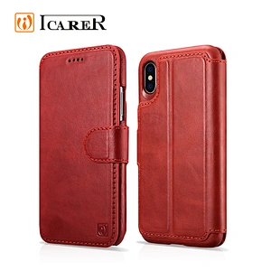 For iPhone X Genuine Leather Wallet Case Phone Case For iPhone X Card Slots Flip Cover