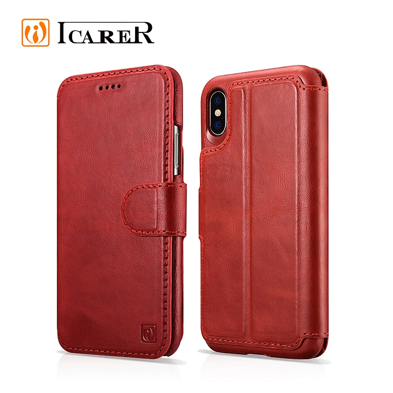 For iPhone X Genuine Leather Wallet Case Phone Case For iPhone X Card Slots Flip Cover
