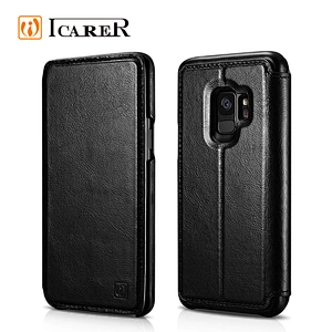 ICARER Distinguished Series Real Leather Detachable 2 in 1 Wallet Folio Case for Samsung S9/S9 Plus