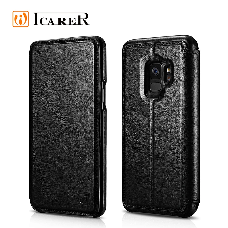 ICARER Distinguished Series Real Leather Detachable 2 in 1 Wallet Folio Case for Samsung S9/S9 Plus