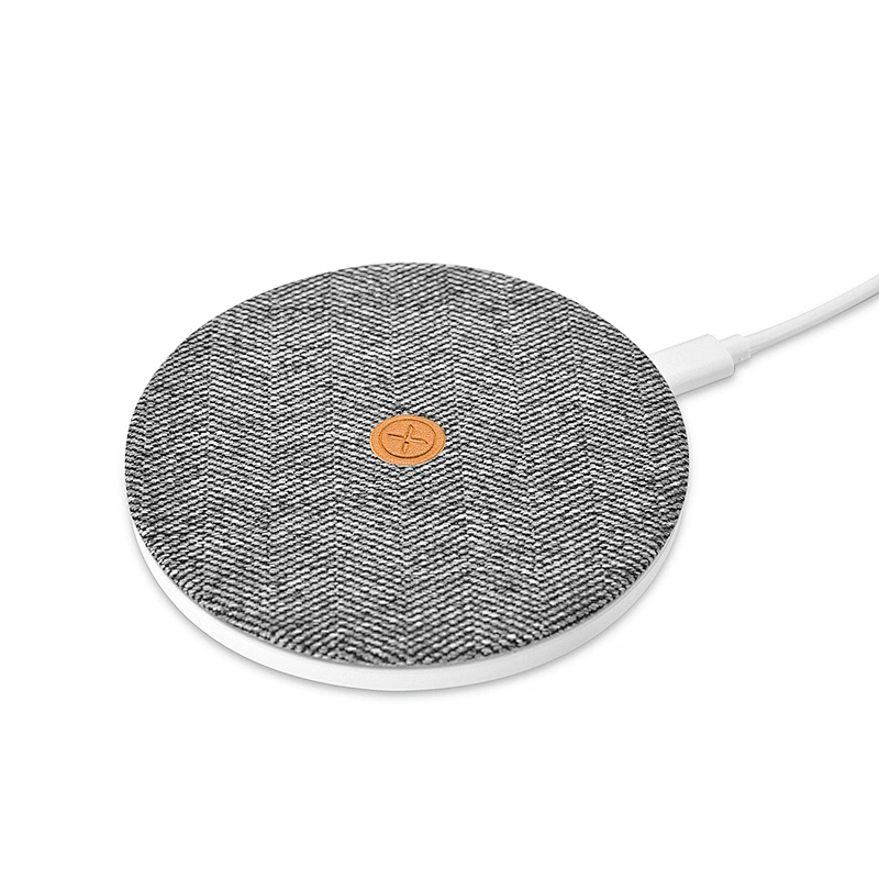 Wholesale Round Desktop Qi Charging Ultra Thin Fabric Table Mobile Portable Phone Wireless Pad Charger
