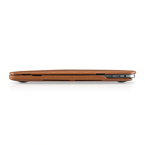 Custom Hot Sale Woven Pattern Real Leather Laptop Flip Case for Macbook Air 13