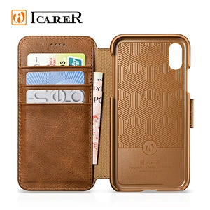 For iPhone X Genuine Leather Wallet Case Phone Case For iPhone X Card Slots Flip Cover