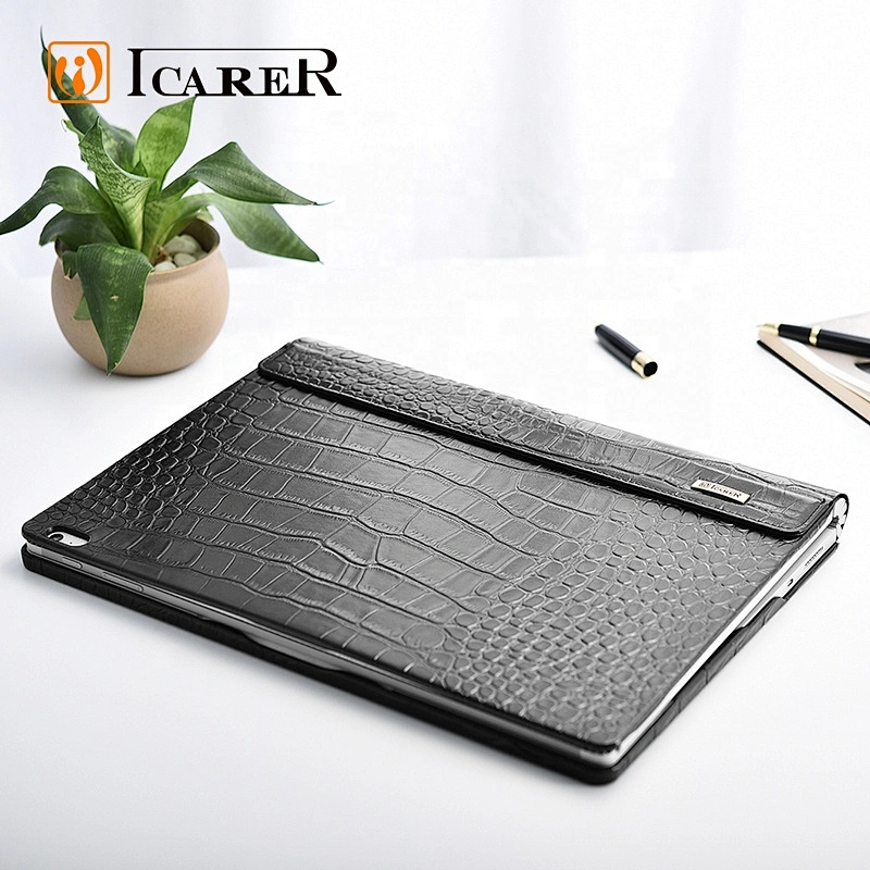 2019 Top Grade Innovative Design Embossed Crocodile Pattern Genuine Cowhide Leather Detachable Flip Case for Surface Book 2