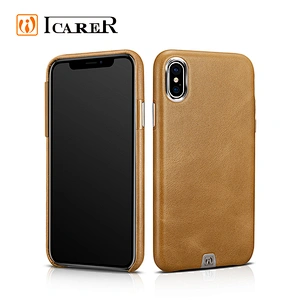 Customized Logo Genuine Leather Cell Phone Cases For iPhone X