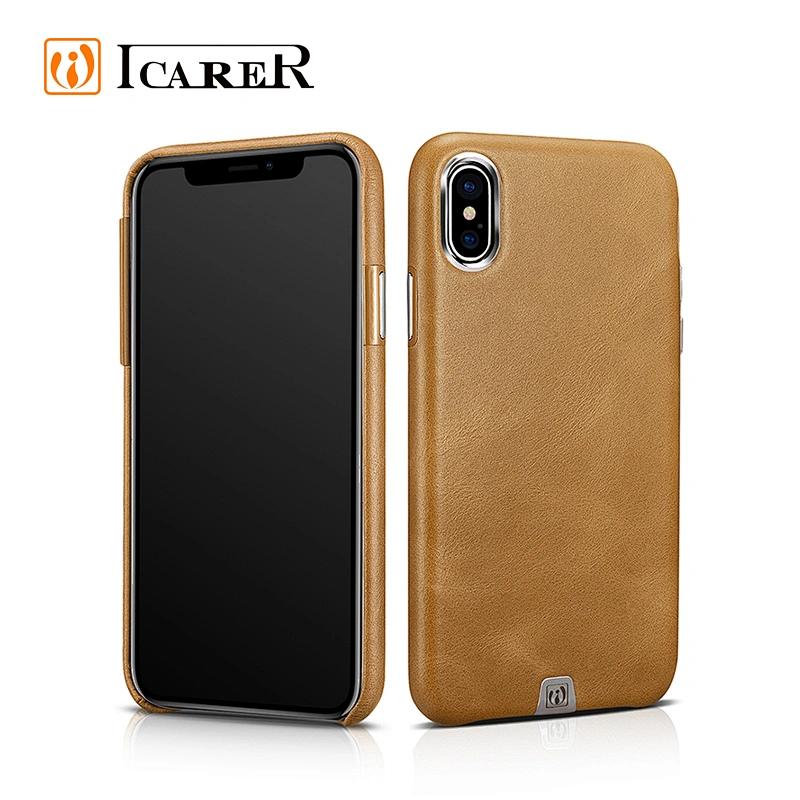Customized Logo Genuine Leather Cell Phone Cases For iPhone X