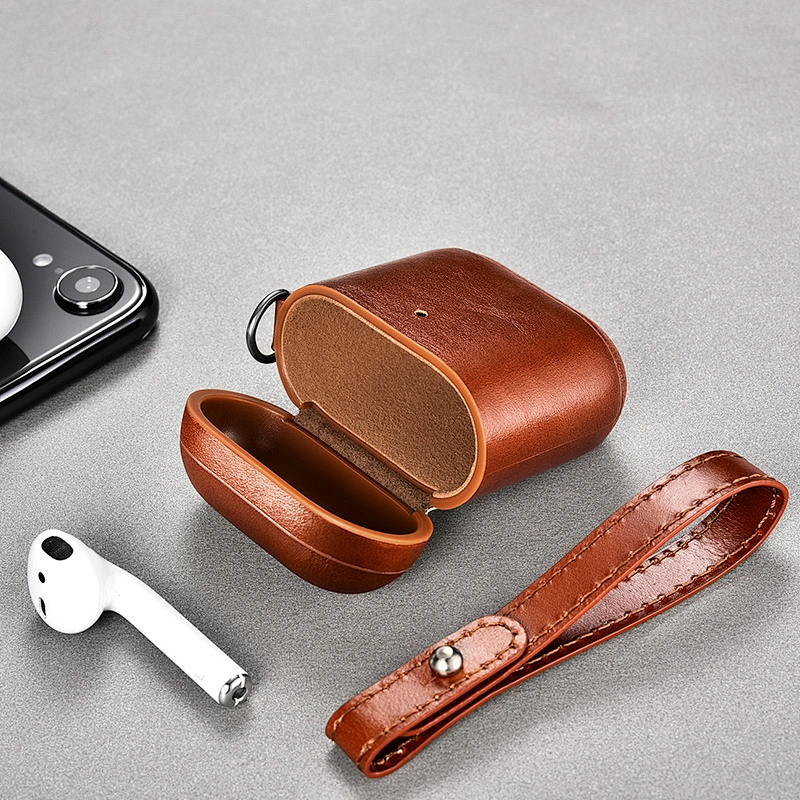 2019 New Arrival Wholesale Price for AirPods 2 Leather Case With Leather Strap