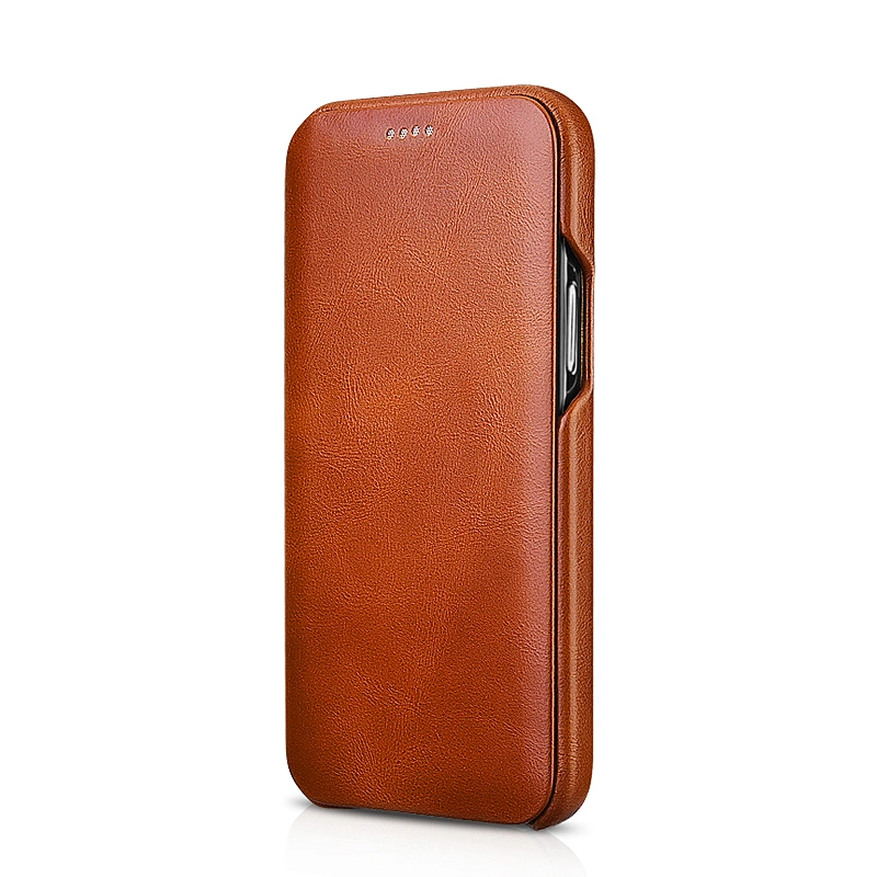 2020 New Arrived Customized Phone Leather Curved Edge  Case Flip Leather Phone Case for iPhone 12