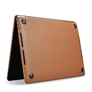 Custom Hot Sale Woven Pattern Real Leather Laptop Flip Case for Macbook Air 13