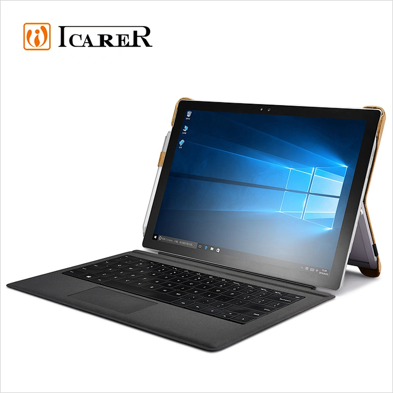 ICARER Real Leather Back Cover Tablet Case for Microsoft for Surface Pro 4 with Stand Function Luxury Series