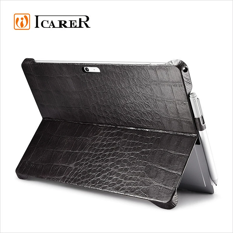 ICARER Genuine Leather Case for Microsoft Surface Pro 4 Back Cover with Stand Function