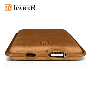 8000 mah Luxury Leather Surface Design Portable Power Bank for iPhone Fast Charging